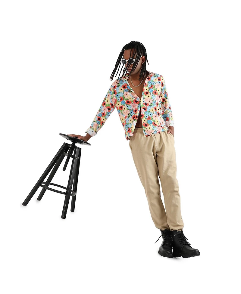Campus Sutra Men's EcoLiva Artistic Botanical Cluster Shirt