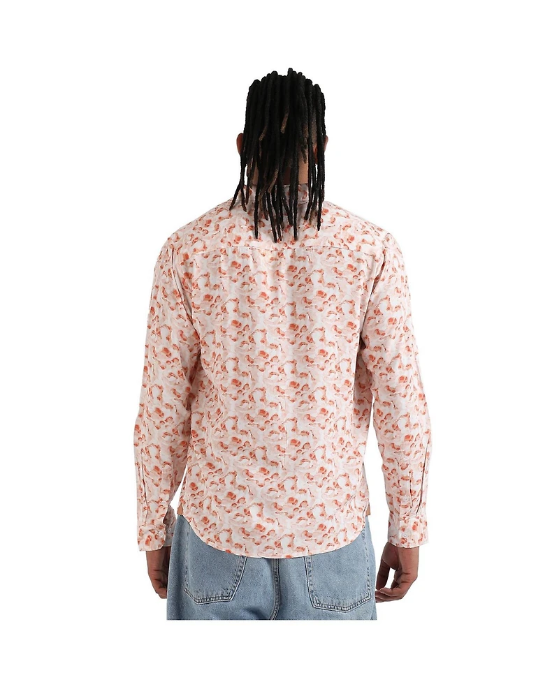Campus Sutra Men's EcoLiva Orange Abstract Swirl Shirt
