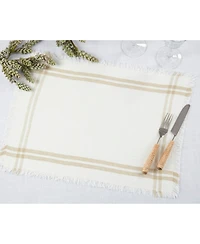 Saro Lifestyle Trendy Fringed Stripe Placemat Set of 4,13"x19"