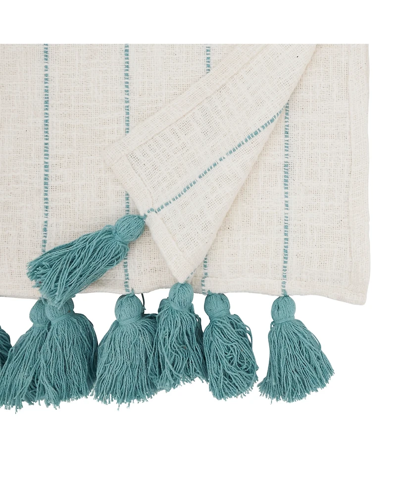Saro Lifestyle Tassel Fantasy Stripe Table Runner, 16"x72"