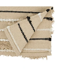 Saro Lifestyle Artisanal Knotwork Fringed Table Runner, 16"x72"
