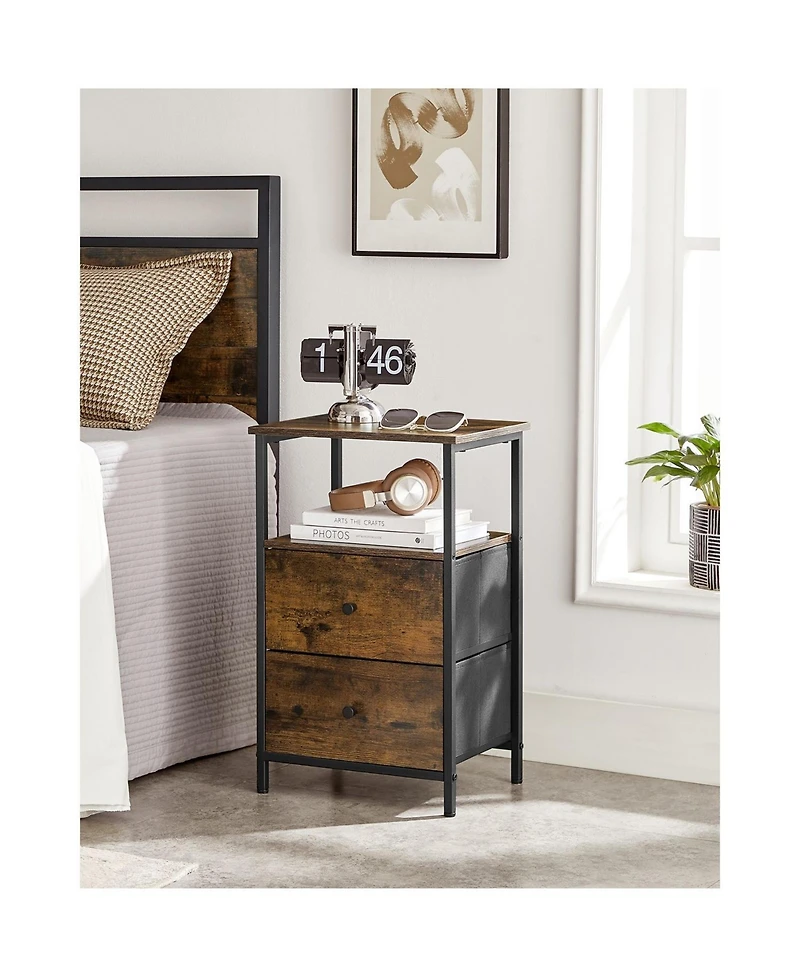 Slickblue Nightstand With 2 Drawers, 2 Drawer Dresser For Bedroom, Side Table With 2 Fabric Drawers