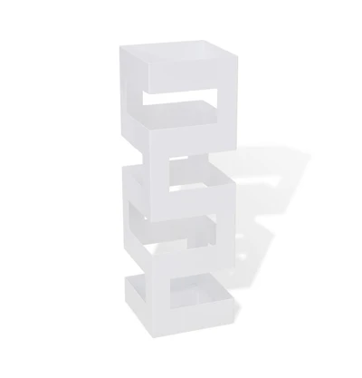 vidaXL White Square Umbrella Stand Storage Holder Walking Stick Steel 19.1"