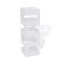 vidaXL White Square Umbrella Stand Storage Holder Walking Stick Steel 19.1"