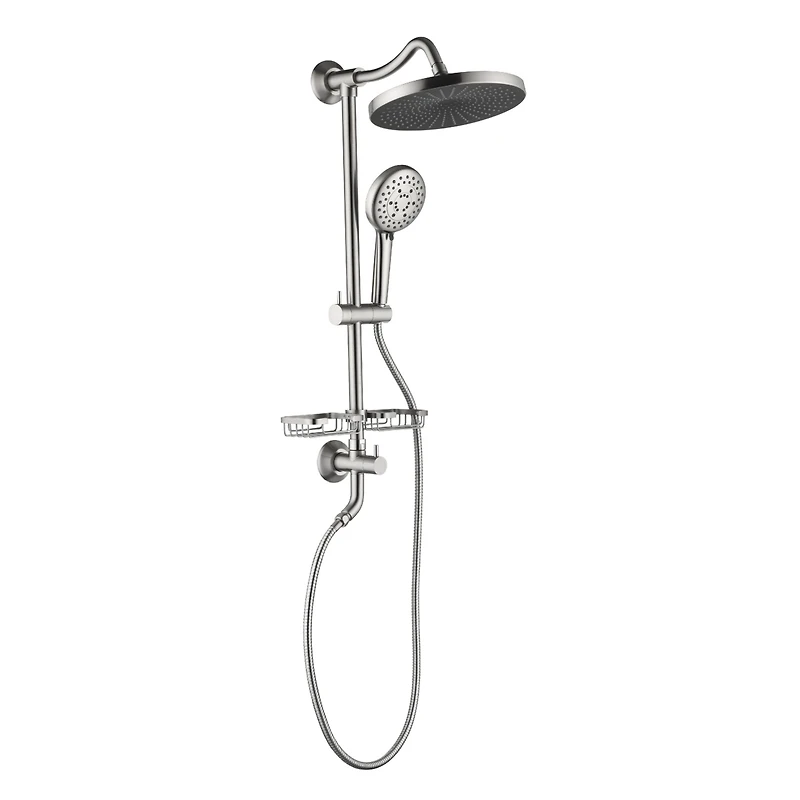 Shower System, With 10" Rain Showerhead, 4-Function Hand Shower, Adjustable Slide Bar And Soap Dish