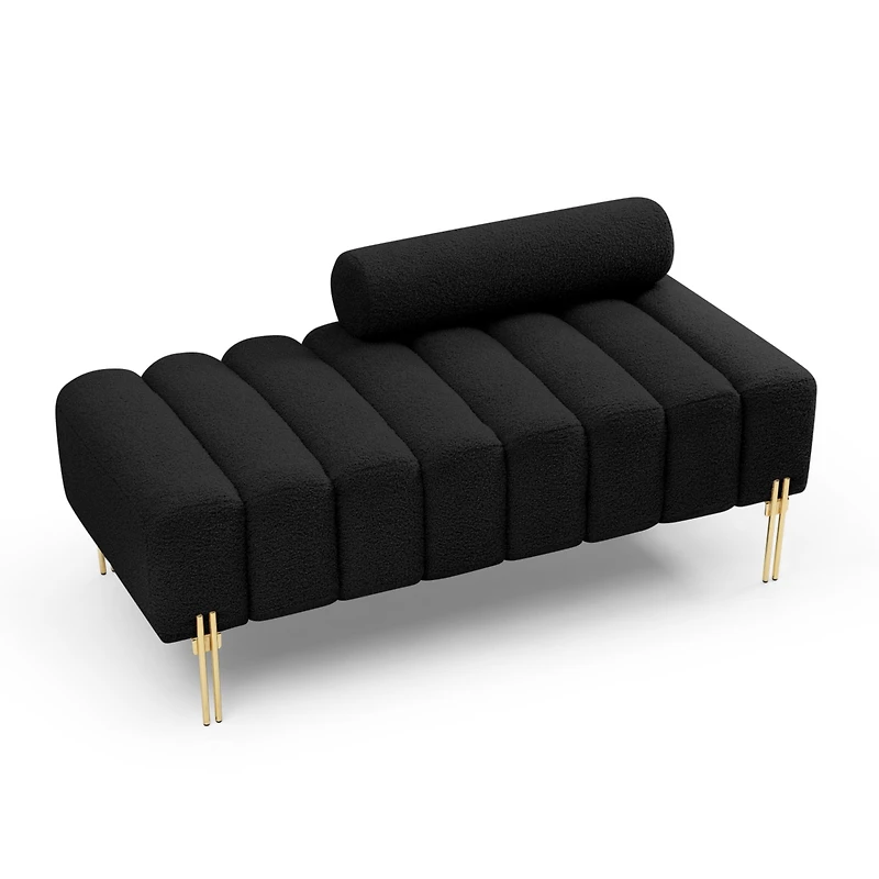 Streamdale Furniture Modern Sherpa Upholstered End-of-Bed Bench with Gold Legs
