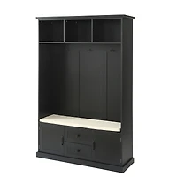 Streamdale Black Hall Tree with 3 Hooks and Bench