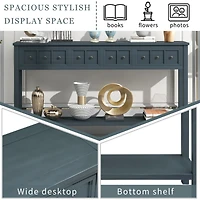 Simplie Fun Rustic Entryway Console Table, 60 Long Sofa Table With Two Different Size Drawers And Bottom