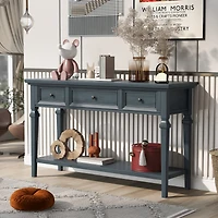Simplie Fun Classic Retro Style Console Table With Three Top Drawers And Open Bottom Shelf
