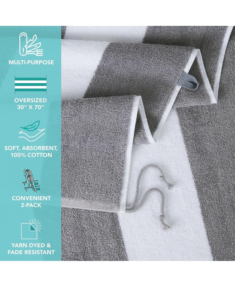 Arkwright Home Tie & Dry Beach Towel (2 Pack), 30x70 in, Soft Ring Spun Cotton, Color Options