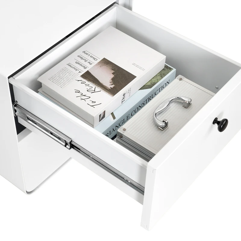 Simplie Fun Nightstand Cabinet with 2 Drawers & Circular Handle