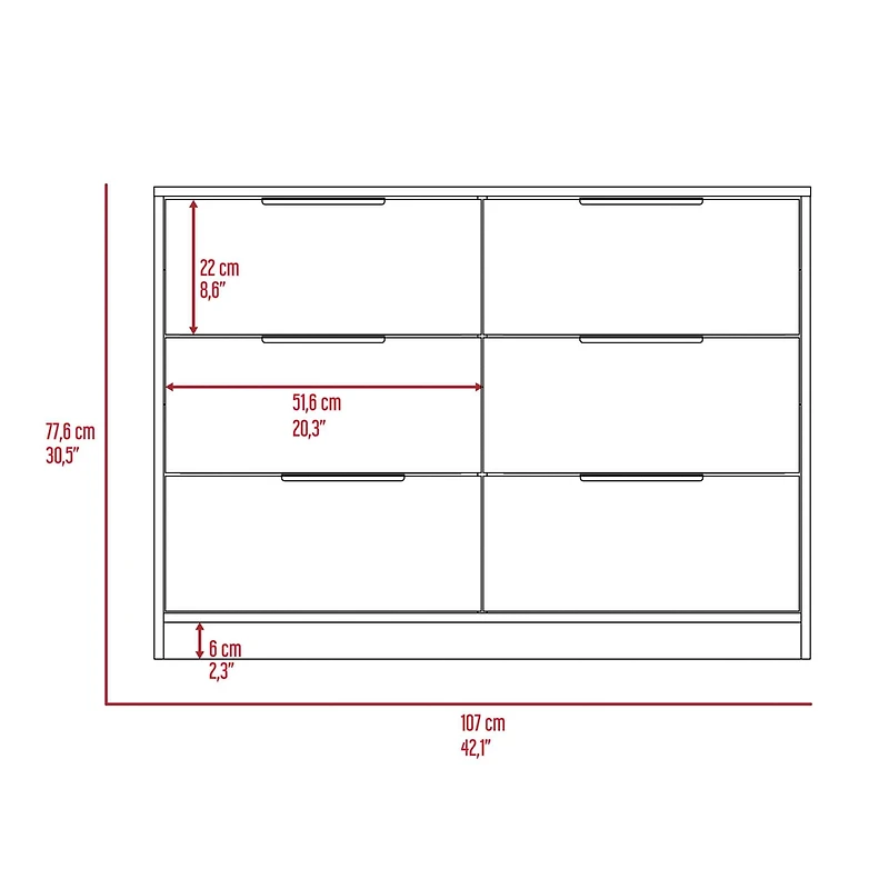 Streamdale Longhill 6-Drawer Rectangle Dresser Black Wengue And Pine