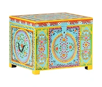 Hand Painted Storage Box x 19.7"x15.7"x15.7" Solid Mango Wood