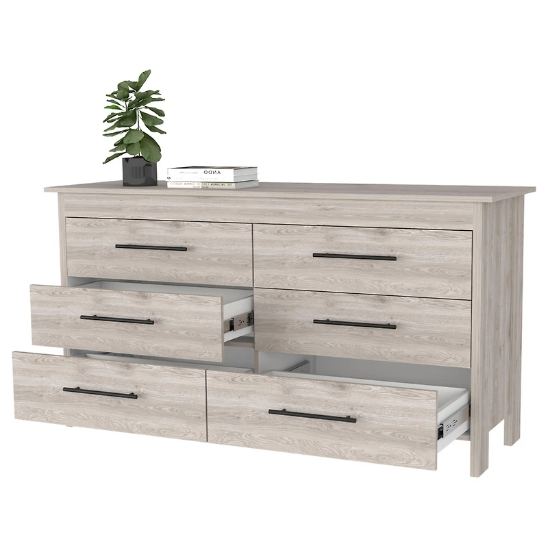 Streamdale Southington 6-Drawer Rectangle Dresser Light Gray