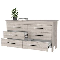 Streamdale Southington 6-Drawer Rectangle Dresser Light Gray