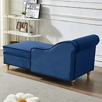 Streamdale Furniture Modern Upholstery Chaise Lounge Chair With Storage Velvet (Navy Blue)
