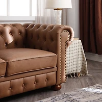 Simplie Fun Classic Chesterfield Sofa Faux Leather