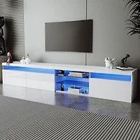Simplie Fun Led Tv Stand With Storage, Color Changing Lights