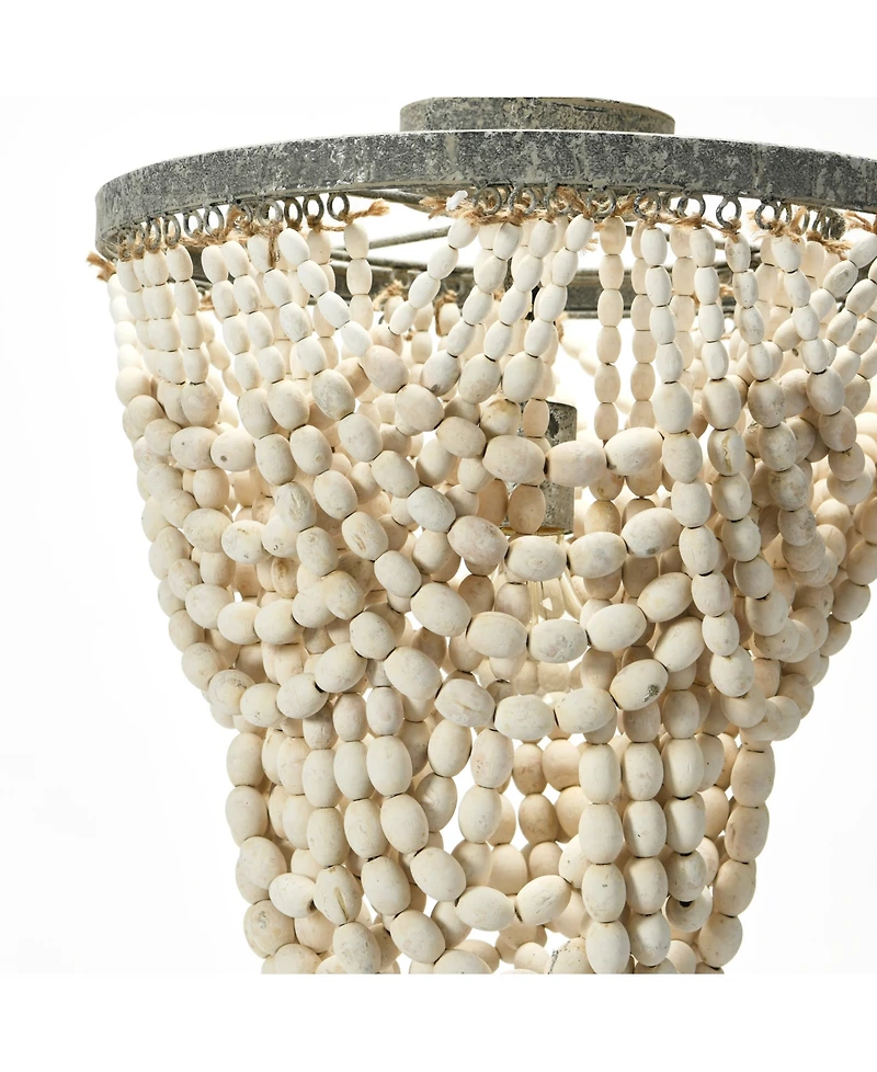 Storied Home 2-Tier Draped Wood Bead Chandelier