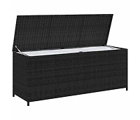 vidaXL Patio Storage Box Black 59"x19.7"x23.6" Poly Rattan