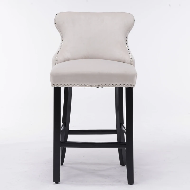 Streamdale Gold Velvet Button-Tufted Wingback Barstools (Set of 4)