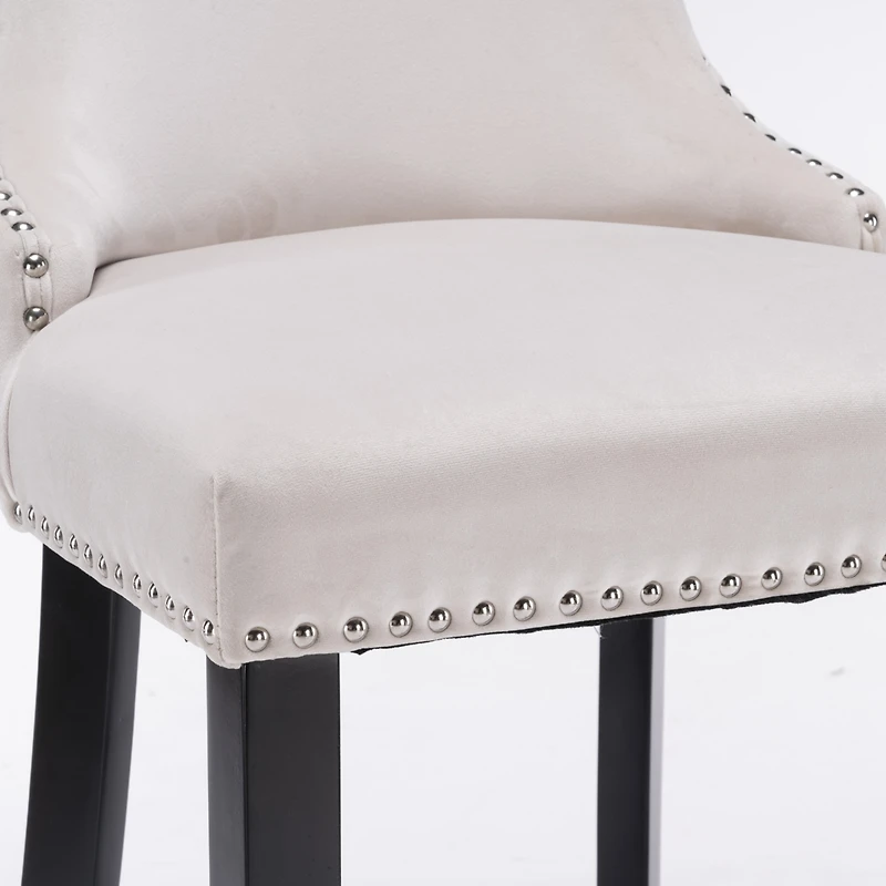 Streamdale Gold Velvet Button-Tufted Wingback Barstools (Set of 4)