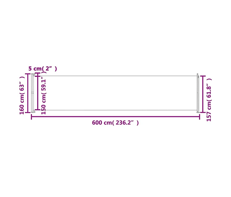 Patio Retractable Side Awning 236.2"x63" Brown