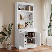 Streamdale Furniture 83.4" Tall Bookshelf With Led Lighting, Modern Bookcase