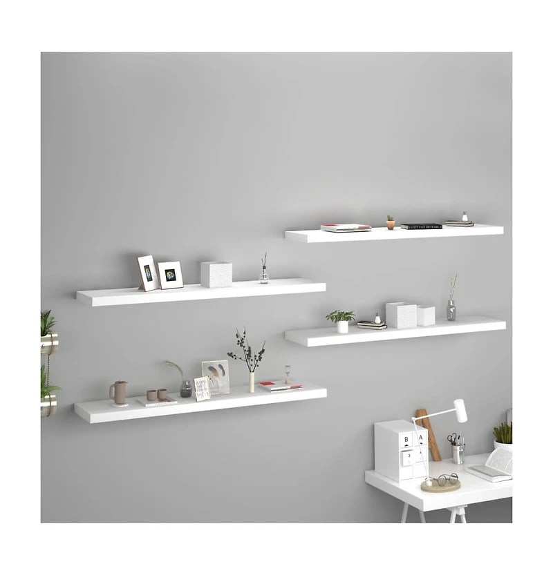 Floating Wall Shelves 4 pcs White 47.2"x9.3"x1.5" Mdf