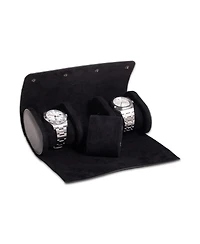 Bey-Berk Leather Three Watch Roll with Inidividual Snap Compartments