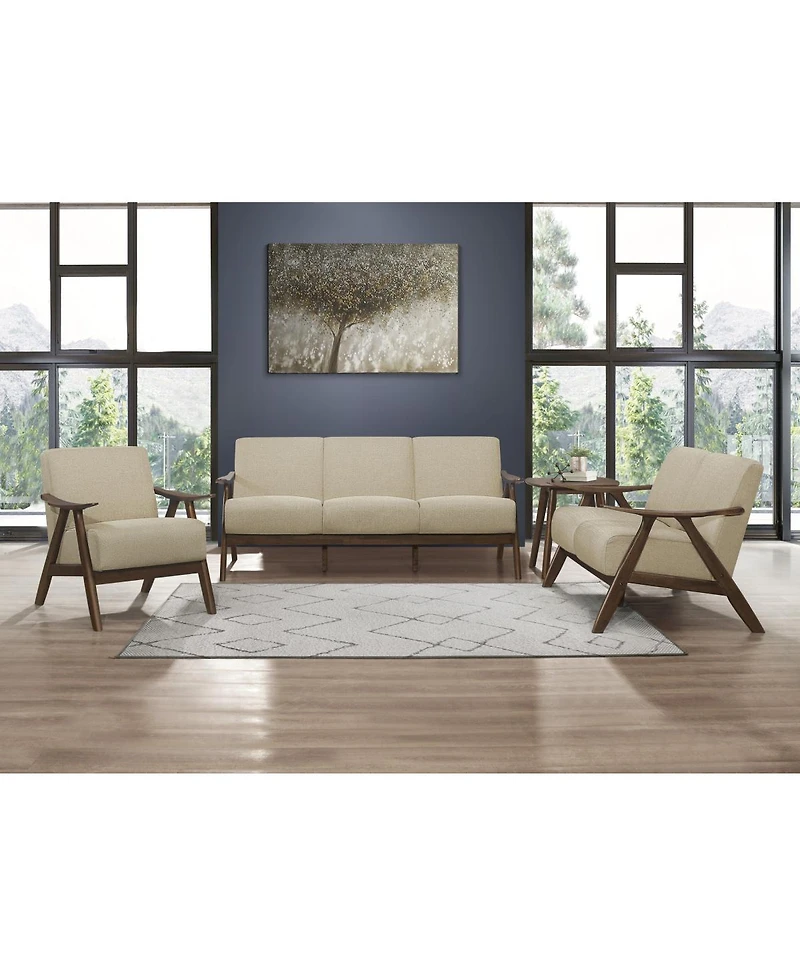 Simplie Fun Light Brown Fabric Accent Chair with Walnut Finish