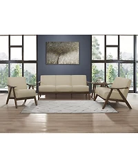 Simplie Fun Light Brown Fabric Accent Chair with Walnut Finish