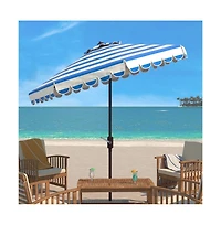 Safavieh Maui Single Scallop Striped 9Ft Crank Push Button Tilt Umbrella