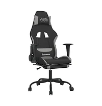vidaXL Gaming Chair with Footrest Black and Light Fabric