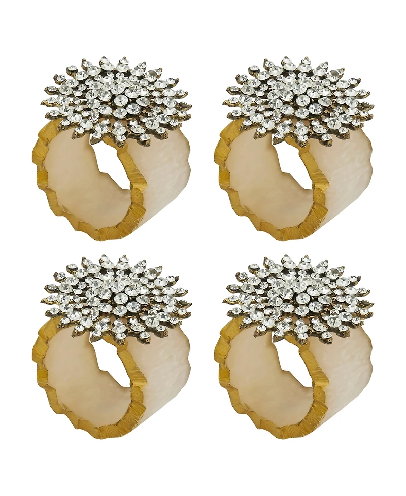 Saro Lifestyle Beaded Elegance Resin Napkin Ring Set of 4