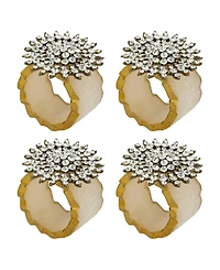 Saro Lifestyle Beaded Elegance Resin Napkin Ring Set of 4
