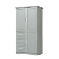 Simplie Fun Tall And Wide Storage Cabinet With Doors For Bathroom/Office, Three Drawers