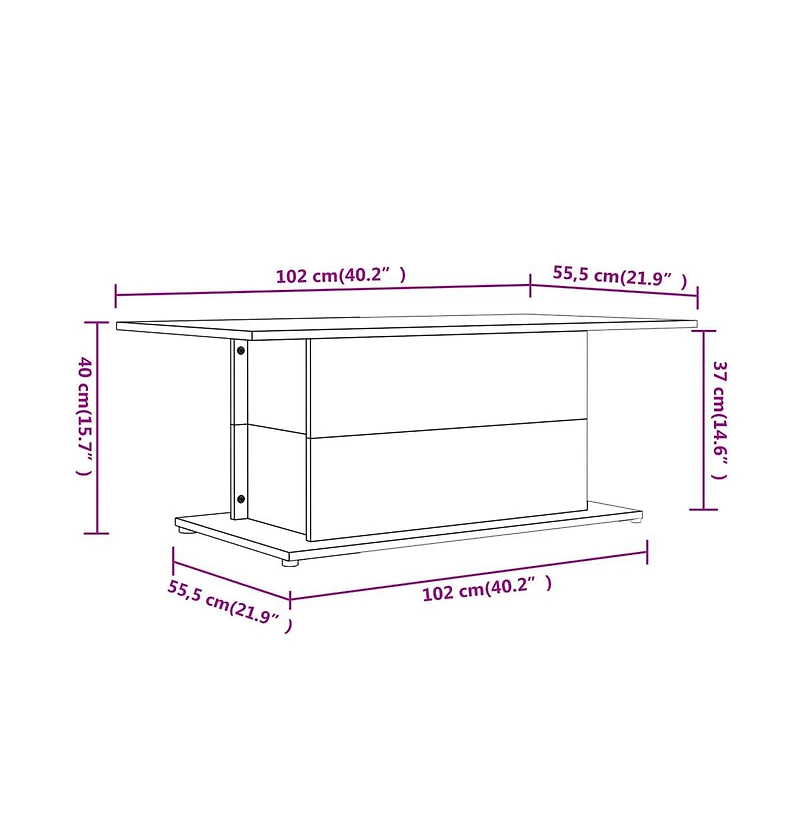 vidaXL Coffee Table Concrete Gray 40.2"x21.9"x15.7" Engineered Wood
