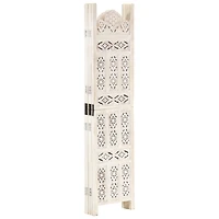 Hand carved 5-Panel Room Divider White 78.7"x65" Solid Mango Wood
