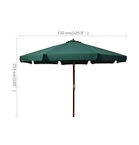 Garden Parasol with Wooden Pole 129.9" Green