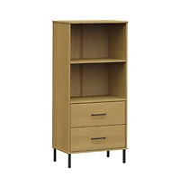 Bookcase with 2 Drawers Brown 23.6"x13.8"x50.6" Solid Wood Oslo