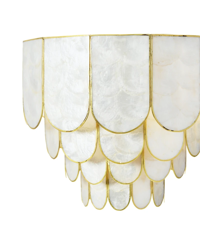Storied Home 14" Round 4-Tier Capiz and Metal Flush Mount Ceiling Light