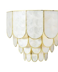 Storied Home 14" Round 4-Tier Capiz and Metal Flush Mount Ceiling Light