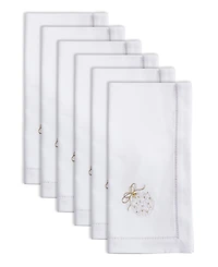 Saro Lifestyle Merry and Bright Ornament Embroidered Napkin Set of 6, 20"x20"