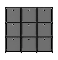 9-Cube Display Shelf with Boxes Black 40.6"x11.8"x42.3" Fabric