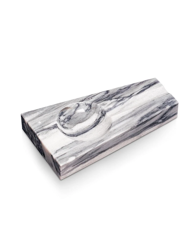 Bey-Berk Handcrafted genuine marble single cigar ashtray in carrera marble