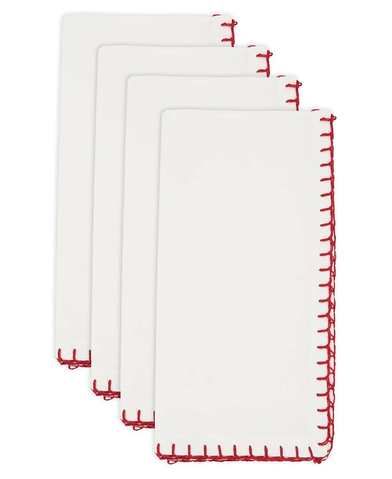 Saro Lifestyle Celena Collection Whip Stitched Design Cotton Dinner Napkin Set of 4,20"x20"