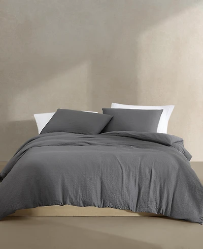 Closeout! Calvin Klein Seersucker 3 Piece Duvet Cover Set, Queen