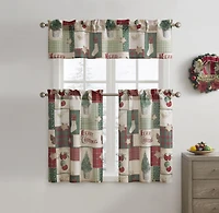 Kate Aurora Holiday Living Merry Christmas Kitchen Curtain Tier And Valance Set - 56 in. W x 36 in. L
