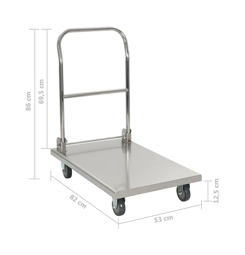 vidaXL Platform Wagon Silver 32.3"x20.9"x33.9" Stainless Steel